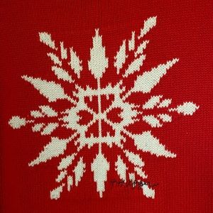 Tommy Hilfiger Red Sweater with White Snowflake Design classic
